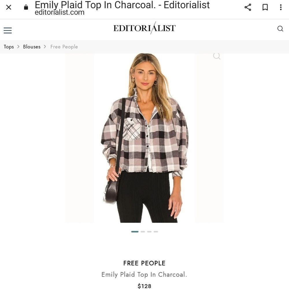WE THE FREE EMILY FLANNEL OVERSIZED TOP IN CHARCOAL PLAID